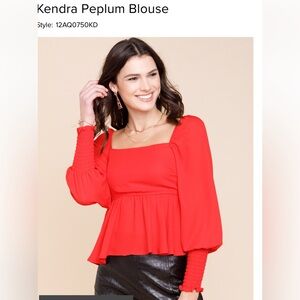 NWT Red Peplum Blouse Large